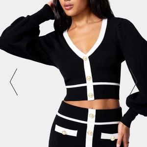 bebe Contrast Button Detail Sweater NWT